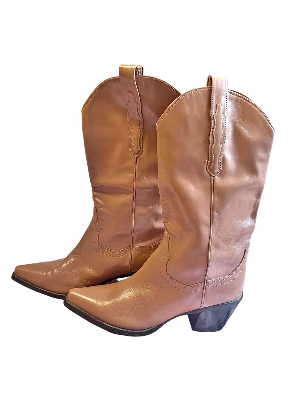 Jeffrey Campbell Pink Leather Pointed-Toe Western Boots 10